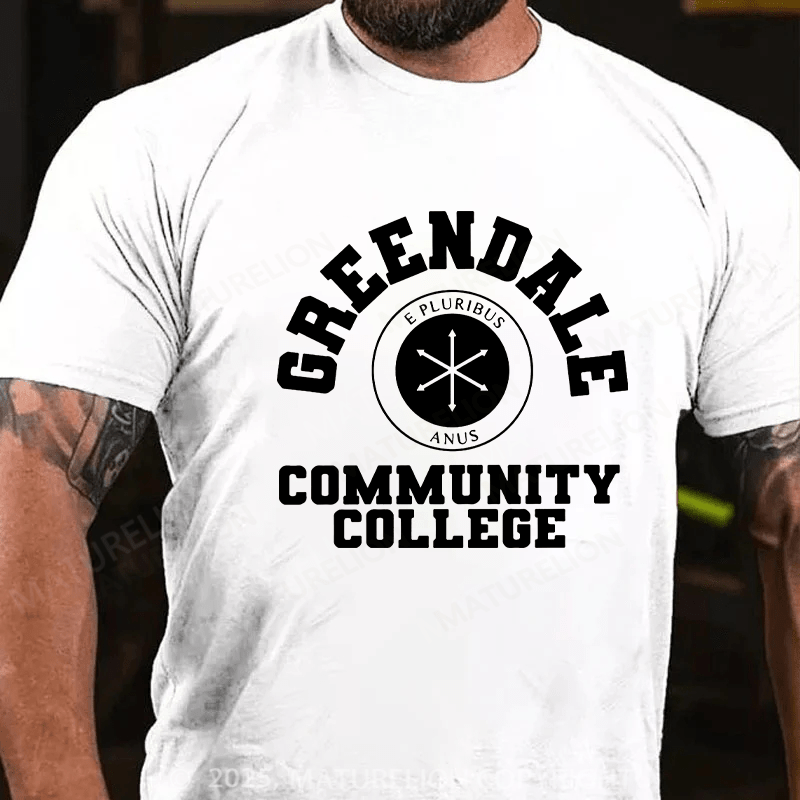 Maturelion Men's T-shirt Greendale Community Collage Cotton T-shirt