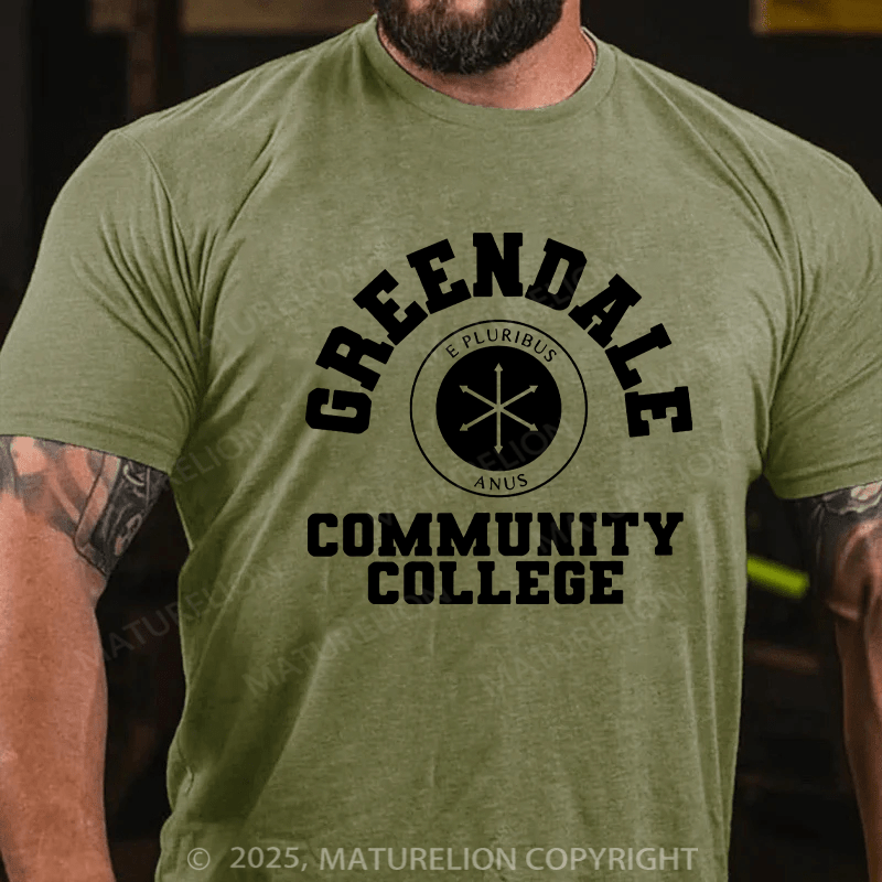 Maturelion Men's T-shirt Greendale Community Collage Cotton T-shirt