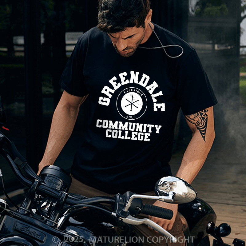 Maturelion Men's T-shirt Greendale Community Collage Cotton T-shirt