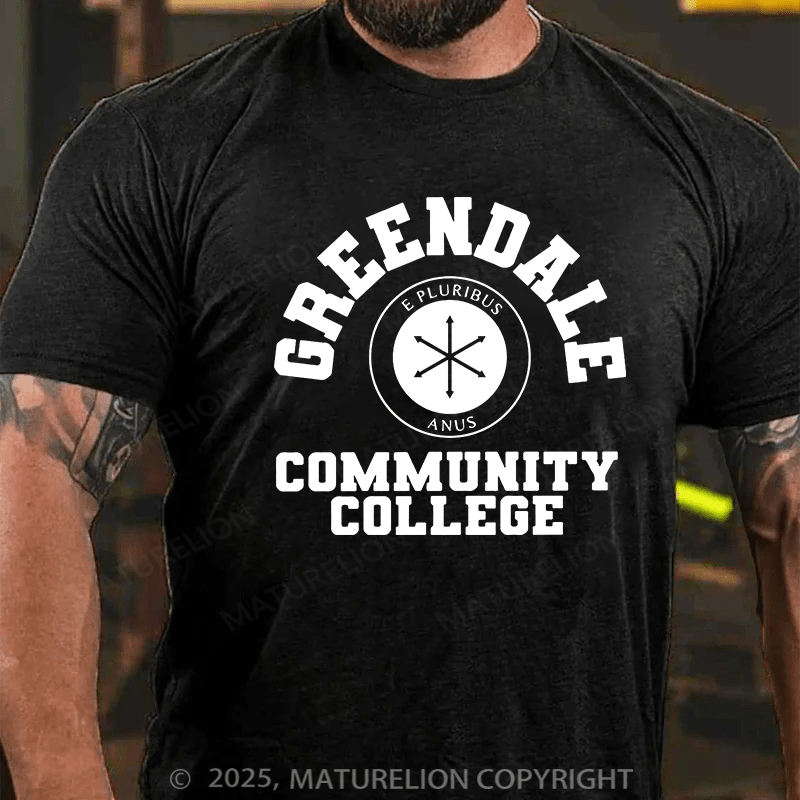 Maturelion Men's T-shirt Greendale Community Collage Cotton T-shirt