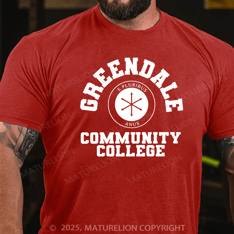 Maturelion Men's T-shirt Greendale Community Collage Cotton T-shirt