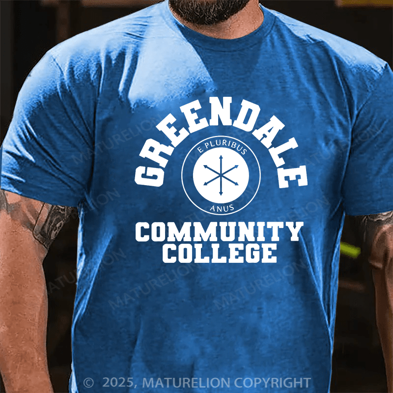 Maturelion Men's T-shirt Greendale Community Collage Cotton T-shirt