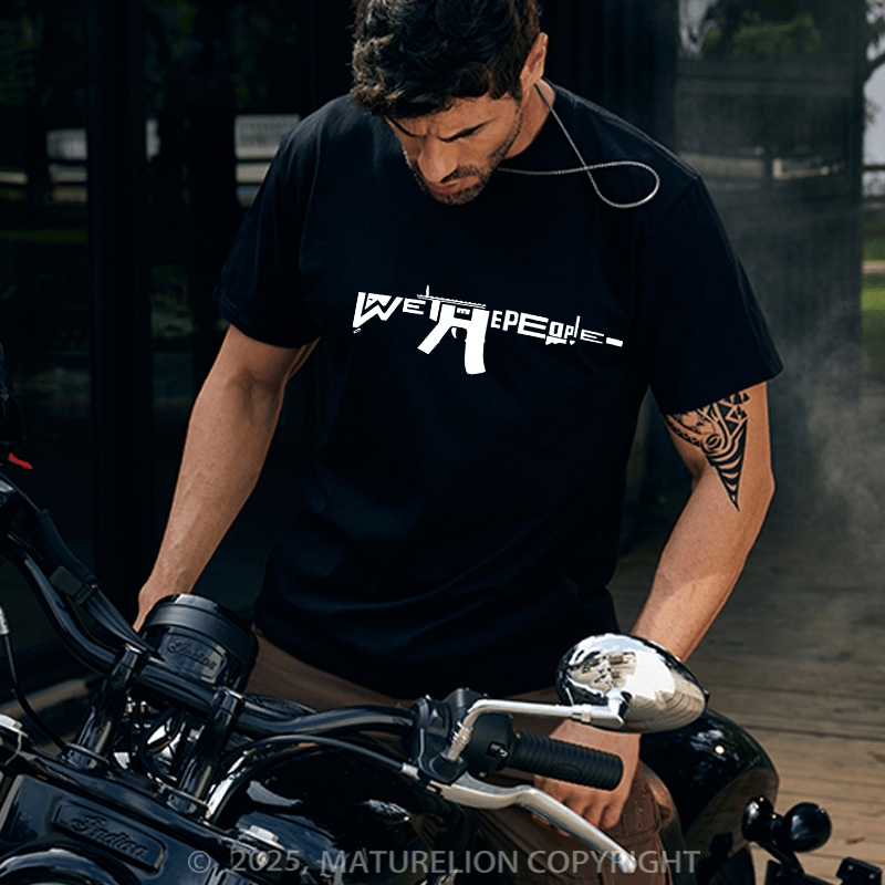 Maturelion Men's T-shirt We The People AR-15 Cotton T-shirt