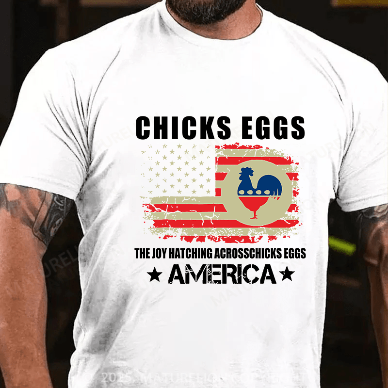 Maturelion Men's Easter T-shirt Chicks Eggs Cotton T-shirt