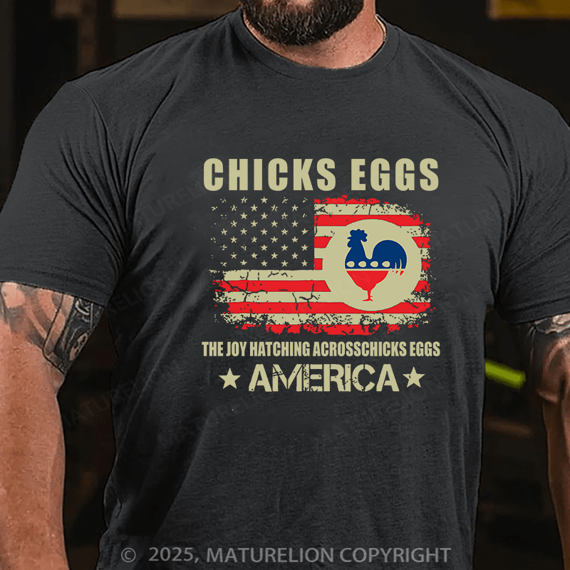 Maturelion Men's Easter T-shirt Chicks Eggs Cotton T-shirt