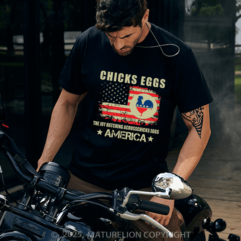 Maturelion Men's Easter T-shirt Chicks Eggs Cotton T-shirt