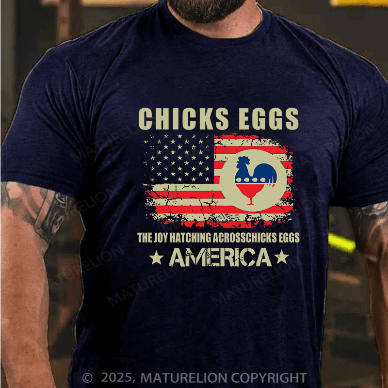 Maturelion Men's Easter T-shirt Chicks Eggs Cotton T-shirt