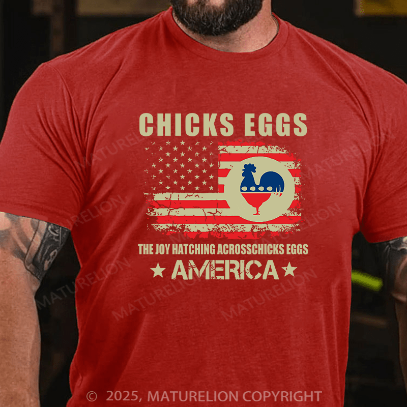 Maturelion Men's Easter T-shirt Chicks Eggs Cotton T-shirt