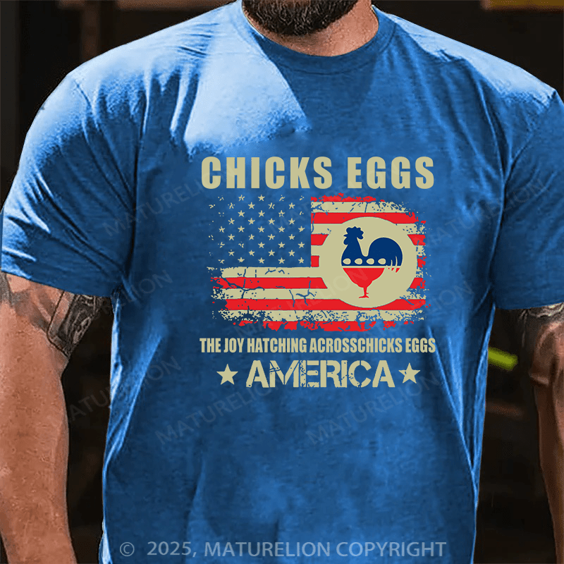 Maturelion Men's Easter T-shirt Chicks Eggs Cotton T-shirt