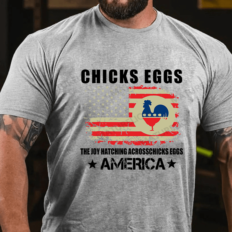 Maturelion Men's Easter T-shirt Chicks Eggs Cotton T-shirt
