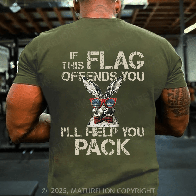 Maturelion Men's Easter T-shirt If This Flag Offends You Cotton T-shirt