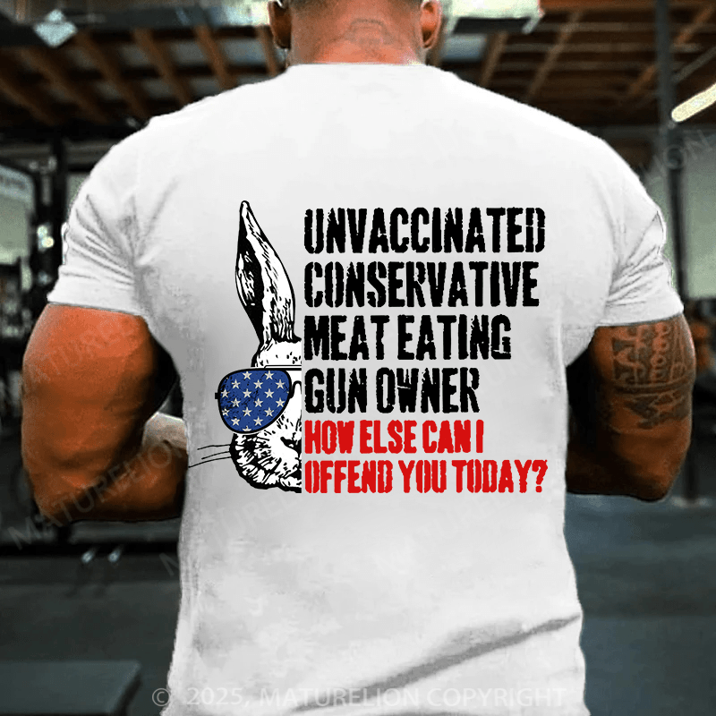 Maturelion Men's Easter T-shirt Unvaccinated Conservative Meat Eating Gun Owner Cotton T-shirt