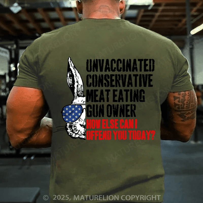 Maturelion Men's Easter T-shirt Unvaccinated Conservative Meat Eating Gun Owner Cotton T-shirt