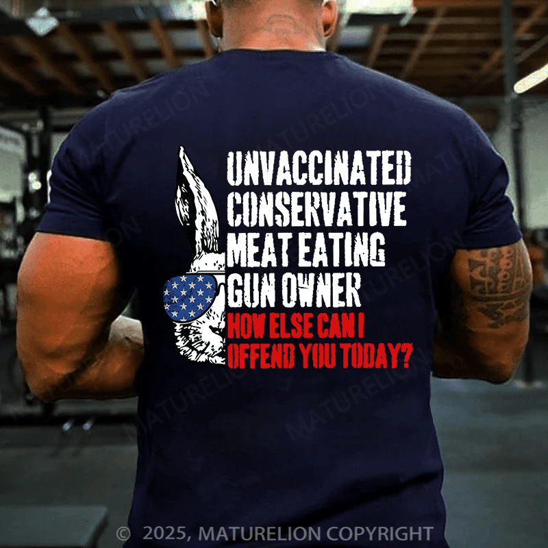 Maturelion Men's Easter T-shirt Unvaccinated Conservative Meat Eating Gun Owner Cotton T-shirt