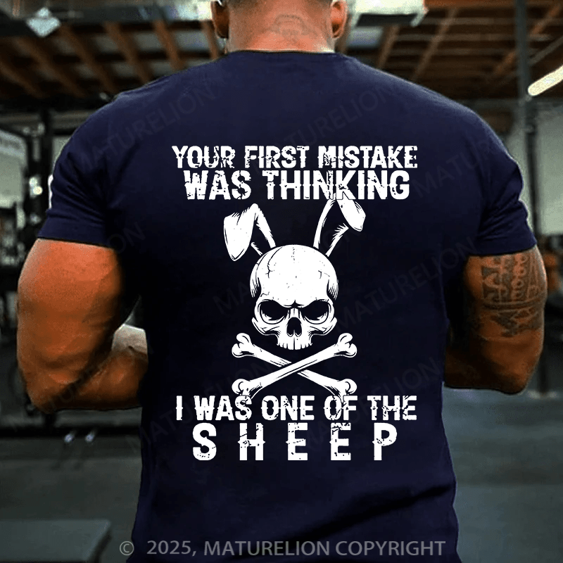 Maturelion Men's Easter T-shirt Veteran Your First Mistake Was Thinking I Was One Of The Sheep Cotton T-shirt