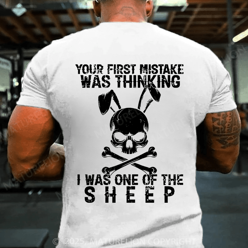 Maturelion Men's Easter T-shirt Veteran Your First Mistake Was Thinking I Was One Of The Sheep Cotton T-shirt
