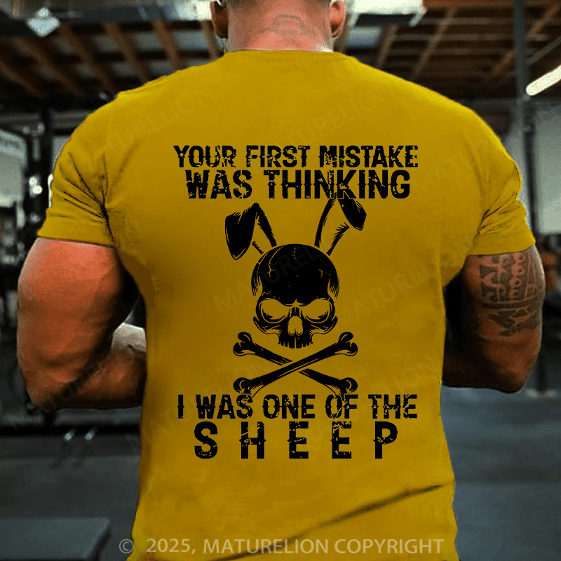 Maturelion Men's Easter T-shirt Veteran Your First Mistake Was Thinking I Was One Of The Sheep Cotton T-shirt