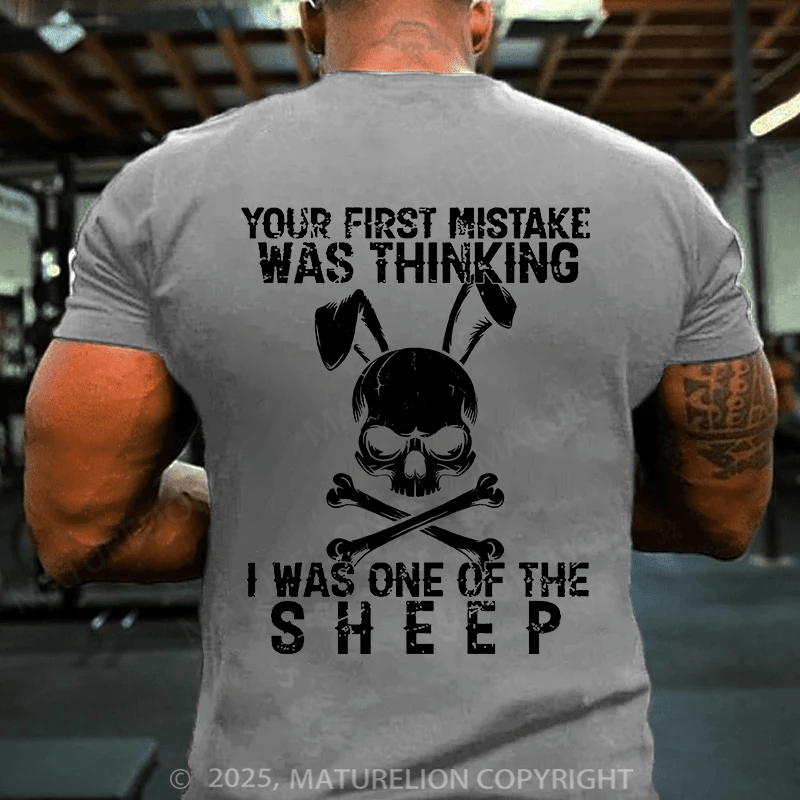 Maturelion Men's Easter T-shirt Veteran Your First Mistake Was Thinking I Was One Of The Sheep Cotton T-shirt