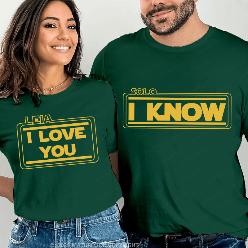 Maturelion Couple T-Shirt I LOVE YOU&I KNOW Cotton T-shirt