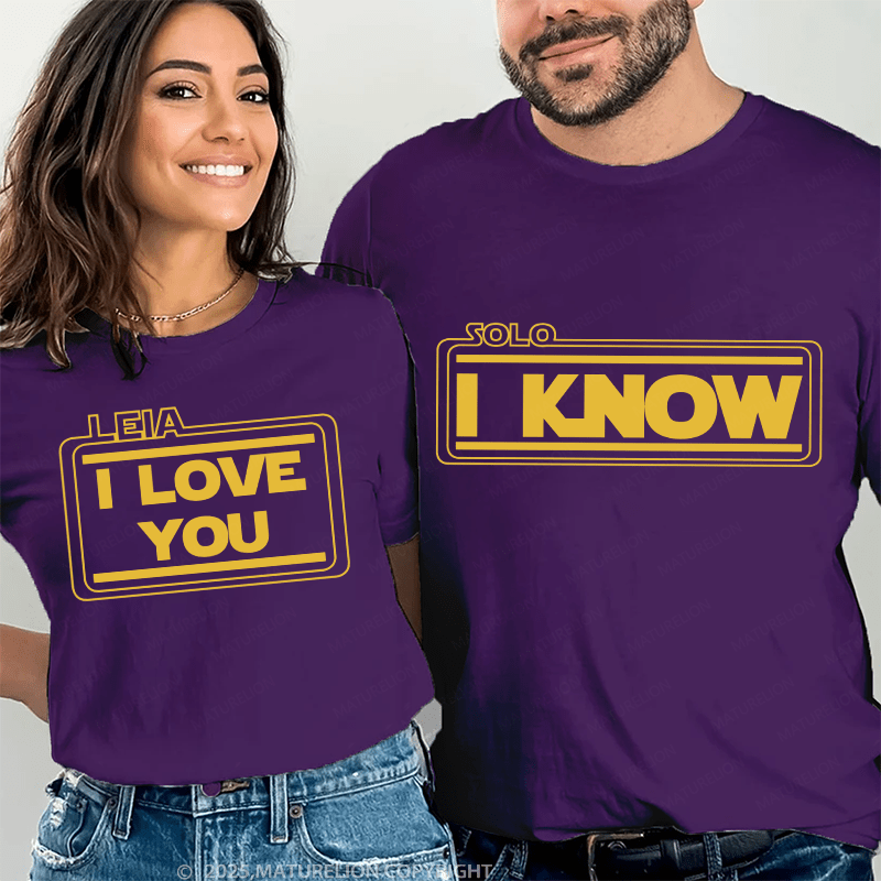 Maturelion Couple T-Shirt I LOVE YOU&I KNOW Cotton T-shirt