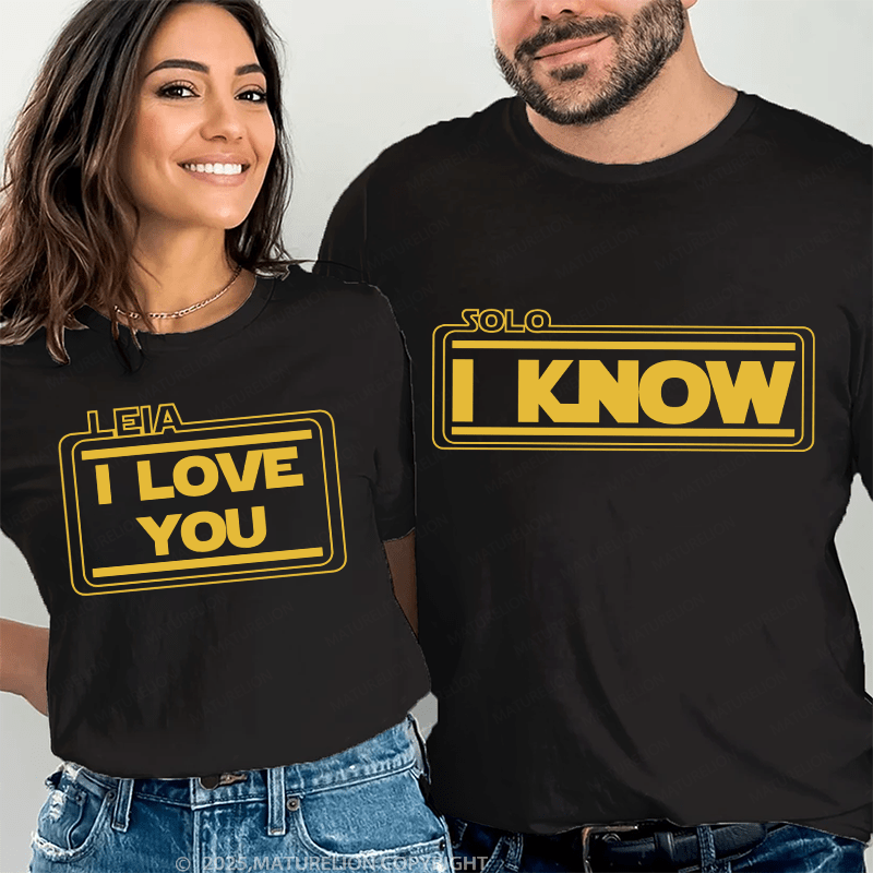 Maturelion Couple T-Shirt I LOVE YOU&I KNOW Cotton T-shirt