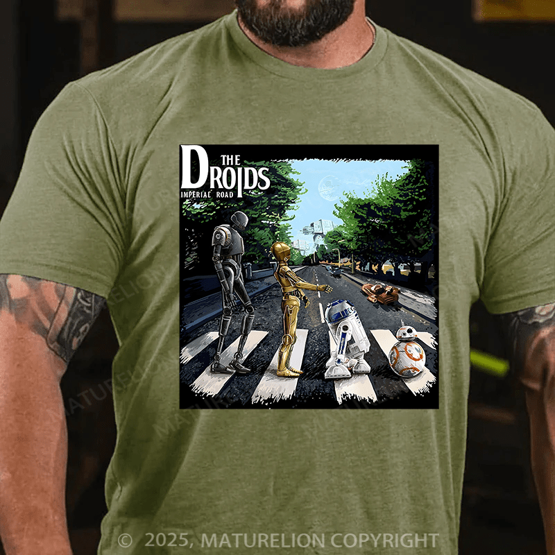 Maturelion Men's T-shirt Droids Abbey Road Cotton T-shirt