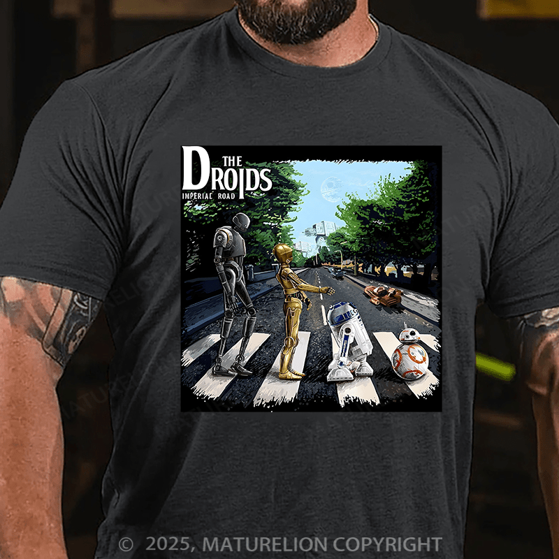 Maturelion Men's T-shirt Droids Abbey Road Cotton T-shirt