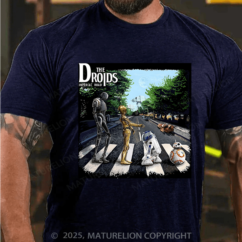 Maturelion Men's T-shirt Droids Abbey Road Cotton T-shirt