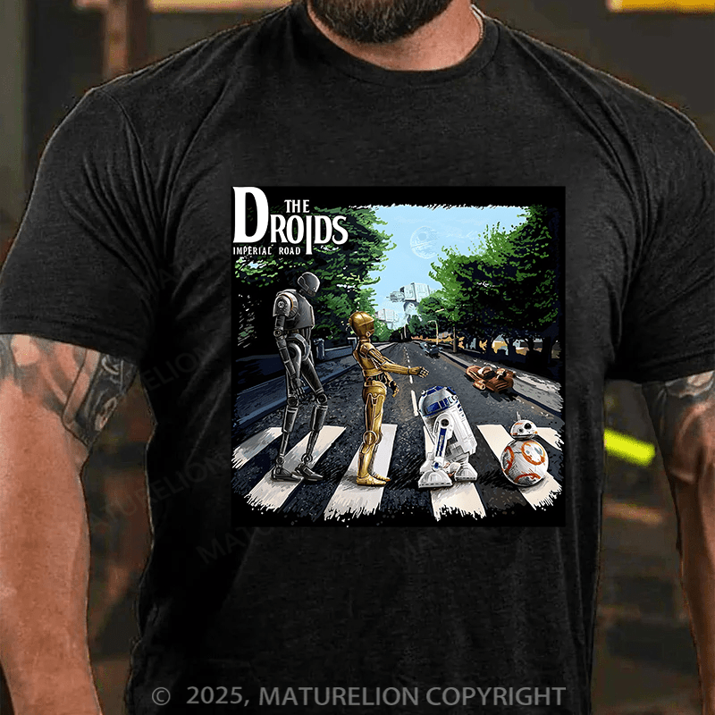 Maturelion Men's T-shirt Droids Abbey Road Cotton T-shirt