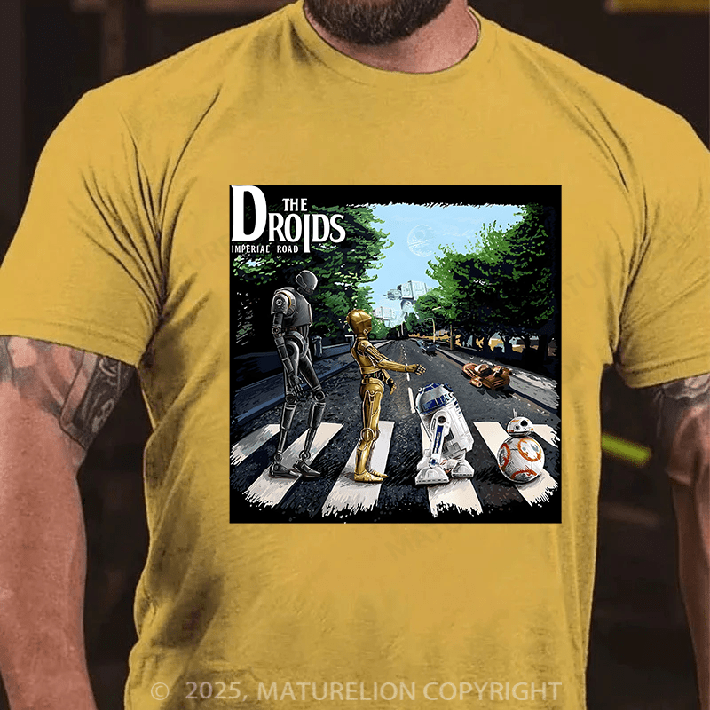 Maturelion Men's T-shirt Droids Abbey Road Cotton T-shirt