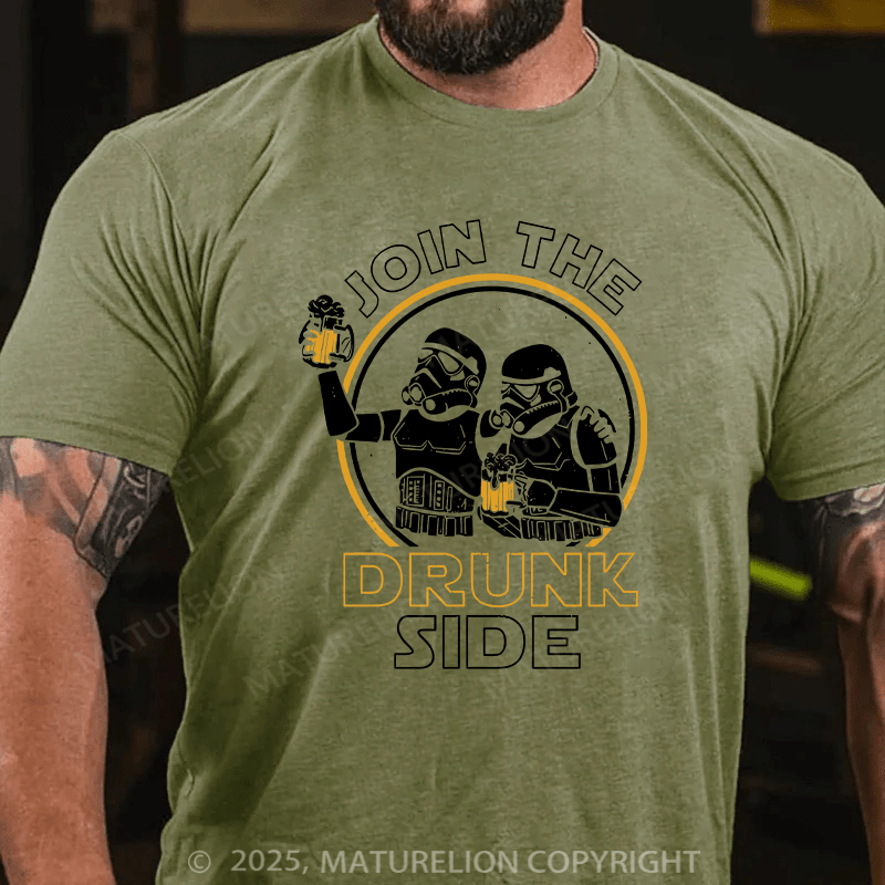 Maturelion Men's T-shirt Join The Drunk Side Cotton T-shirt