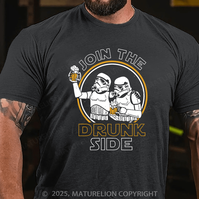 Maturelion Men's T-shirt Join The Drunk Side Cotton T-shirt