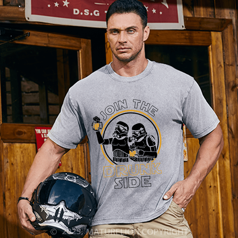 Maturelion Men's T-shirt Join The Drunk Side Cotton T-shirt