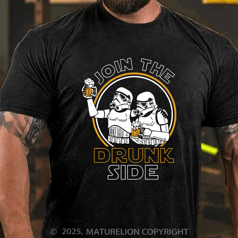 Maturelion Men's T-shirt Join The Drunk Side Cotton T-shirt