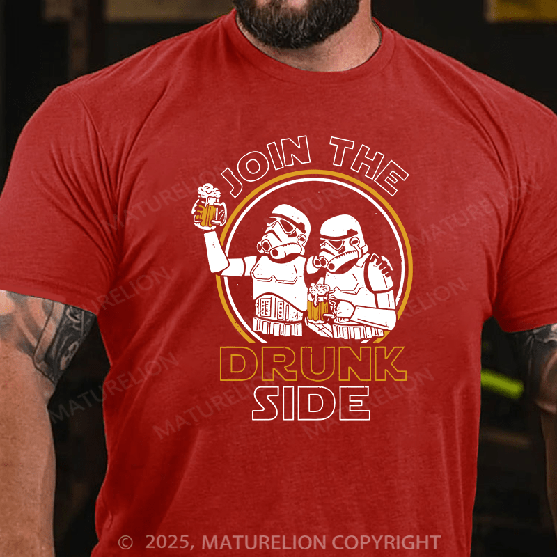 Maturelion Men's T-shirt Join The Drunk Side Cotton T-shirt