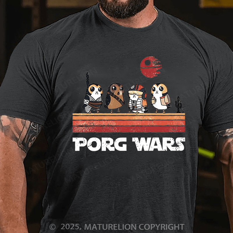 Maturelion Men's T-shirt Porg Wars Cotton T-shirt