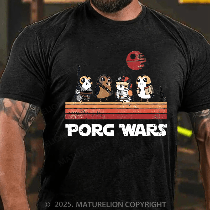 Maturelion Men's T-shirt Porg Wars Cotton T-shirt