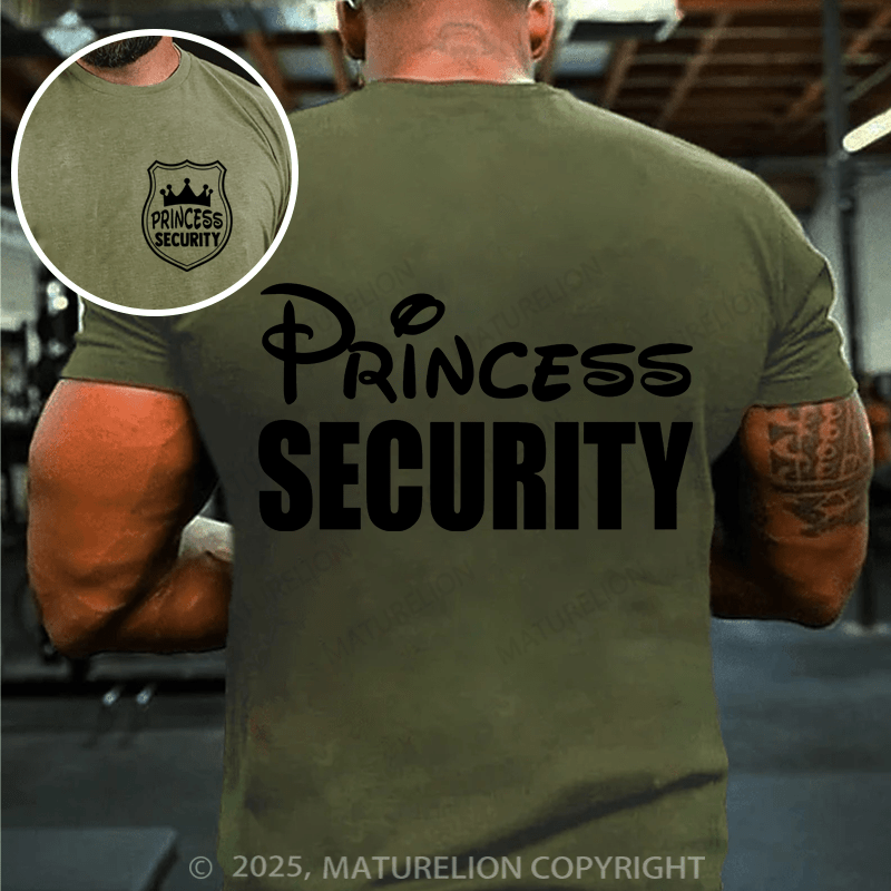 Maturelion Men's T-shirt Princess Security Cotton T-shirt