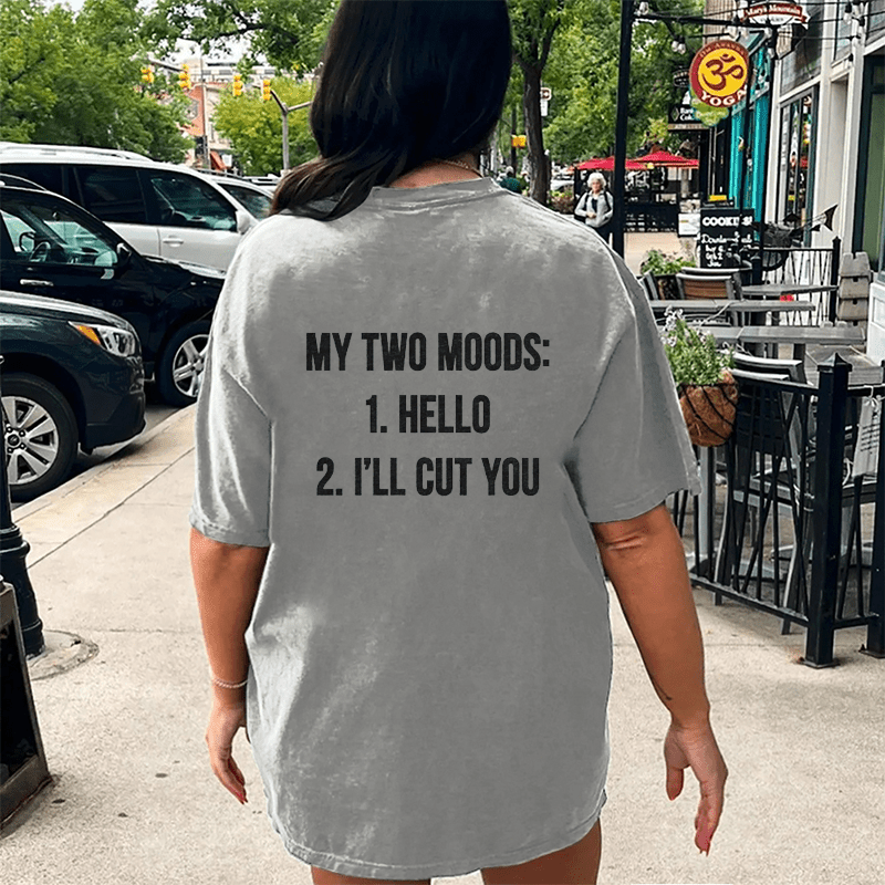 Maturelion My Two Moods DTG Printing Washed Cotton T-Shirt