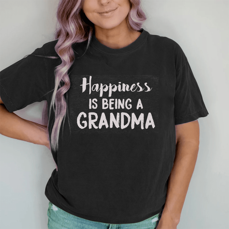 Maturelion Happiness Is Being A Grandma DTG Printing Washed Cotton T-Shirt
