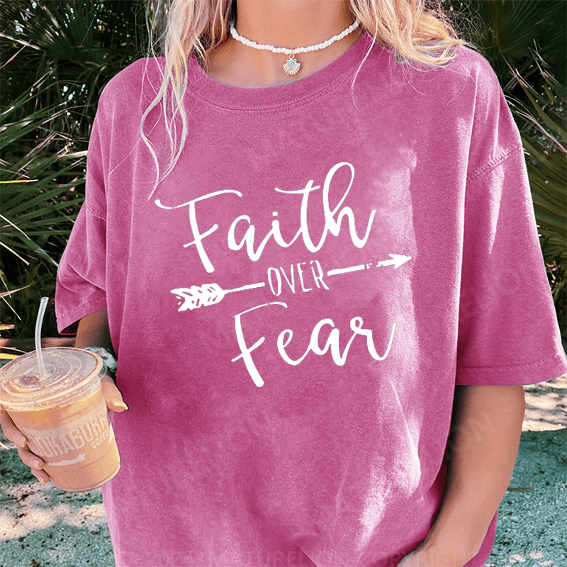 Maturelion "Faith Over Fear" DTG Printing Washed Cotton T-Shirt