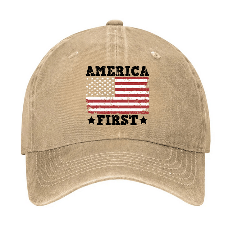 Maturelion America First With USA Flag Print Hat