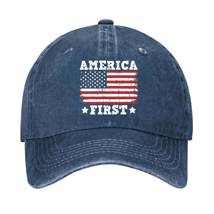 Maturelion America First With USA Flag Print Hat