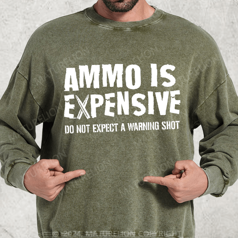 Maturelion Ammo Is Expensive Do Not Expect A Warning Shot Washed Sweatshirt