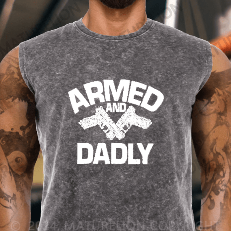 Maturelion Armed and Dadly Vintage Washed Tank Top