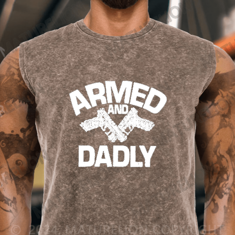 Maturelion Armed and Dadly Vintage Washed Tank Top