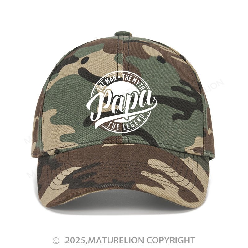 Maturelion Baseball Cap Papa The Man The Myth The Legendary Cap (Free Customization)