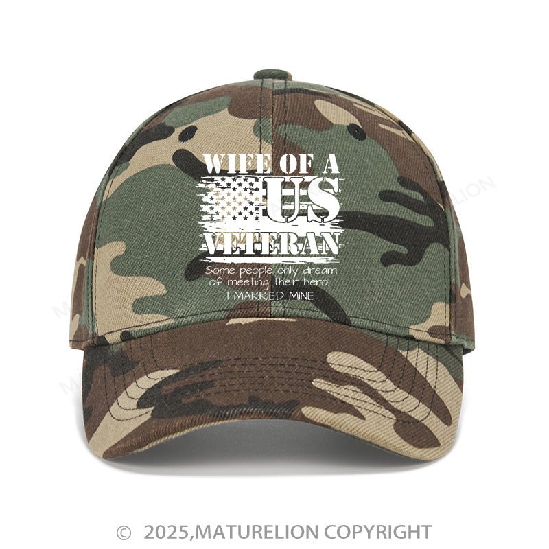 Maturelion Baseball Cap Proud Wife Of A Us Veteran Military Cap (Free Customization)
