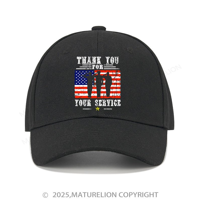 Maturelion Baseball Cap Veterans Day Thank You For Your Service Cap (Free Customization)