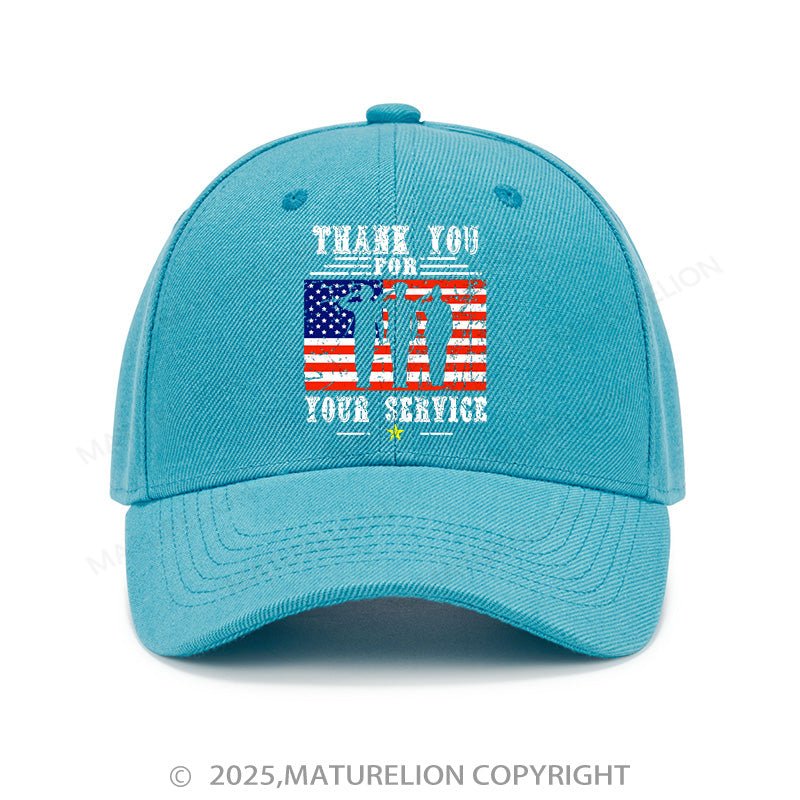 Maturelion Baseball Cap Veterans Day Thank You For Your Service Cap (Free Customization)